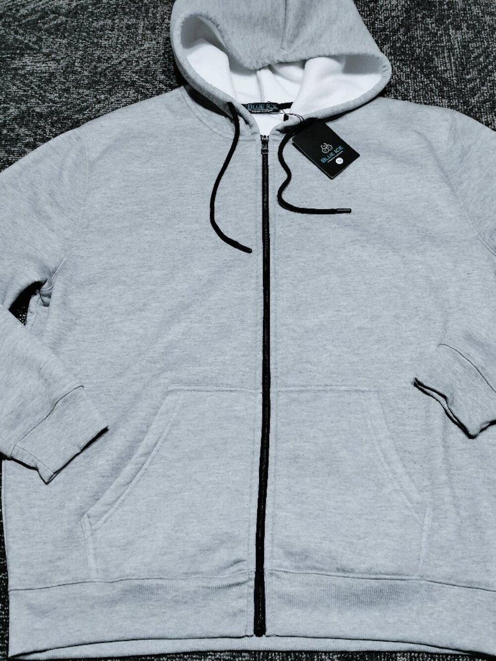 Blue Ice Full Zip Hoodie Mens XXL Gray Fleece Lined Casual Athleisure Basic NEW
